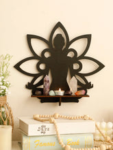 ZenAura - Boho Buddha Houten Wandplank met Lotus Crystal Display